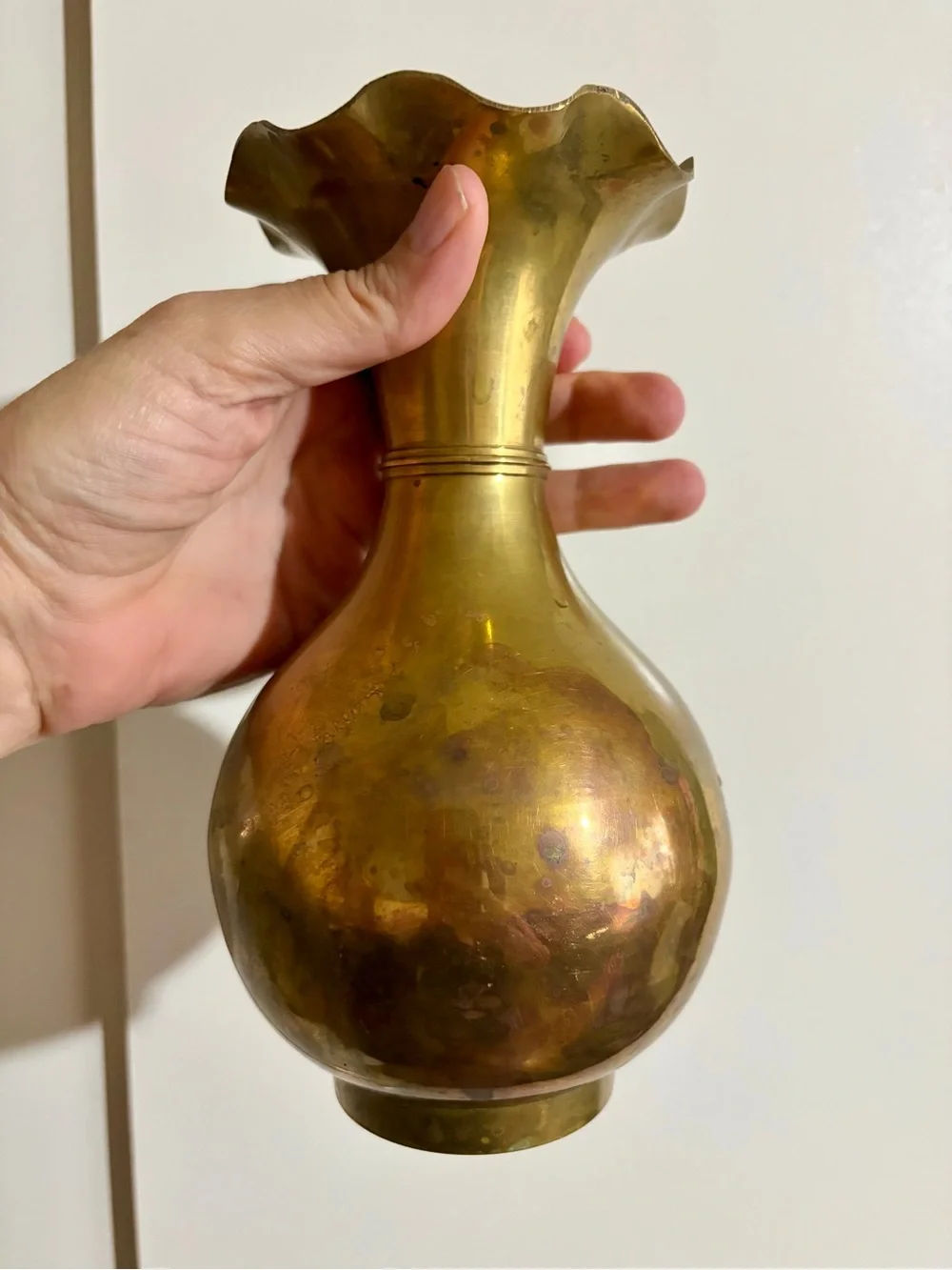 Vintage Brass Decorative Bud Vase in Antique Gold Finish